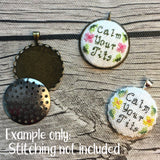 Stitchable empty Cross Stitch - Embroidery Pendants Set of 3 | DIY Cross Stitch Necklace Charm | Empty Mini Frame for Stitched Jewelry Charm