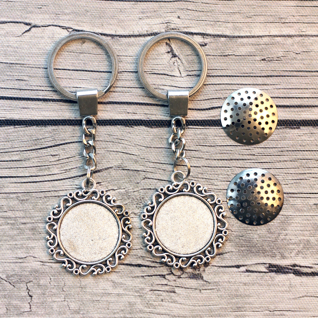 Stitchable Silver Filigree Empty Keychain Snarky Crafter Designs