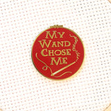My Wand Chose Me Wizarding House Needle Minders | Magic Wand Sewing Needle Magnets | Embroidery Cross Stitch Enamel Needleminders for Wizard