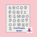 Cross Stitch Alphabet Monogram Letters - Floral Vine Wrapped Lettering