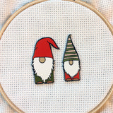 Gnomes Enamel Needle Minders | Scandinavian Christmas Elf Leprechaun Needleminder | Little Holiday Red Green Gnome Magnetic Needle Nanny
