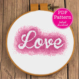 Watercolor Love Valentine's Day Cross Stitch Pattern