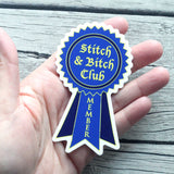 Stitch and Bitch Club Membership Ribbon Vinyl Laptop Stickers