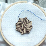 Halloween Spider Web Engraved Wooden Needle minders