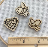 Little Love Birds (Set of 3) Engraved Wooden Needle Minders
