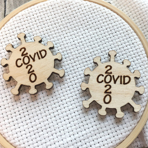 Corona Virus, Covid 19, 2020 Engraved Needle minders Acrylic or Wooden