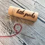 PERSONALIZED Embroidery Needle Case: Your message/name/phrase engraved on solid wood storage tube