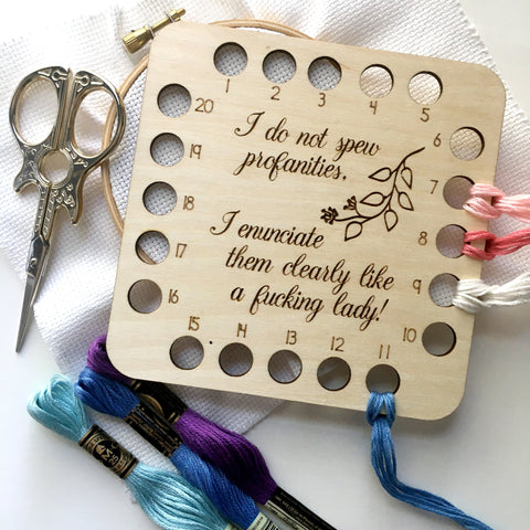 I Don't Spew Profanities Embroidery Floss Organizer for 20 Colors