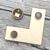 Pattern Marker + Needle Minder Bundle: "Coffee & Cross Stitch" Magnetic Engraved Wooden Place Keeper