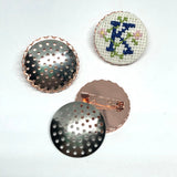 Scalloped Rose Gold Scalloped Empty Cross Stitch or Embroidery Brooches- Set of 3