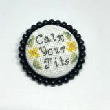 Cross Stitch or Embroidery Black Framed Brooch Blanks- Set of 2