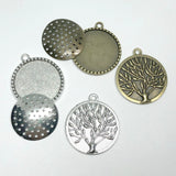 Stitchable Cross Stitch or Embroidery Pendants with Tree- Set of 2