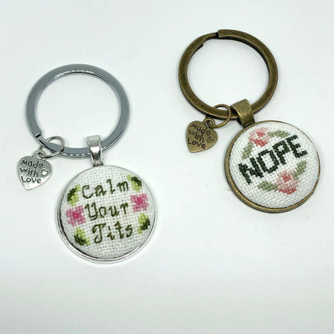 Made With Love Stitchable Empty Keychains - Set of 2