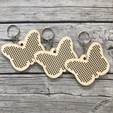 Stitchable Wooden Butterfly Keychains (Set of 3) with sample patterns