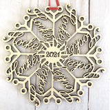 Wood "Hockeyflake" Hockey Snowflake Ornaments: 2023 or 2024 Laser Cut Christmas Wooden Tree Decor