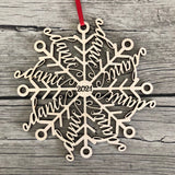 Wood "Danceflake" Dance Snowflake Ornaments : 2023 or 2024 Laser Cut Word Art Christmas Tree Decor.  Dancer coach, team, director gift idea