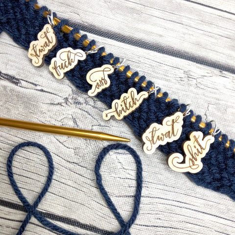 Naughty Cuss Word Stitch Markers for Crochet or Knitting (Set of 6)