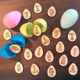 Easter Egg Tokens: 20-25 Wooden Engraved Activity and Treat Egg Filler Coupons