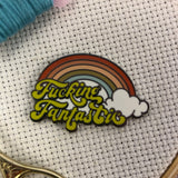 F*cking Fantastic Retro Rainbow Needle Minder - Sarcastic enamel magnetic needle holder - Vintage Snarky F Word Needleminder