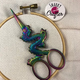 Iridescent Rainbow Dragon Embroidery Scissors