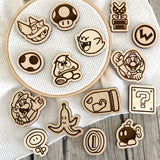Video Game Icons Wooden Needle Minders