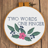 "Two Words One Finger" Innuendo Cross Stitch Pattern